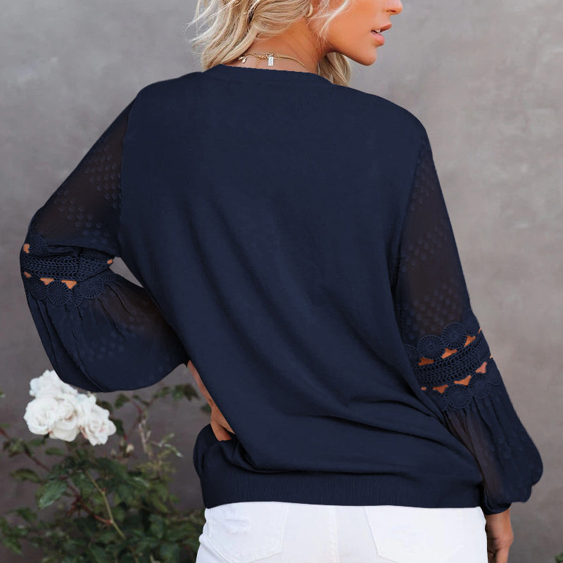 Round Neck Balloon Sleeve Top