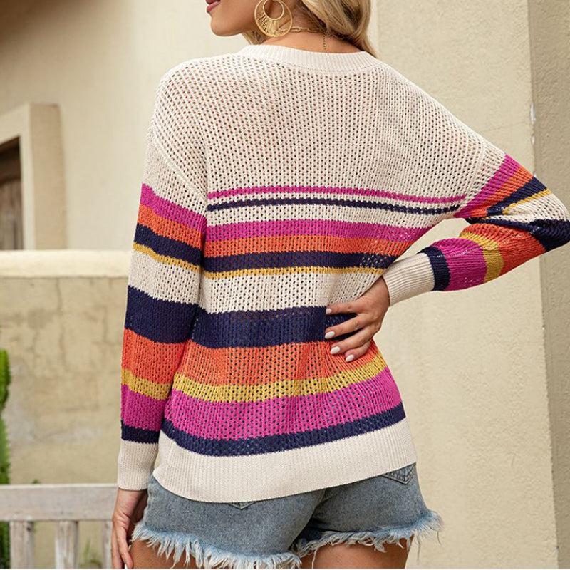 Striped Colorblock Knit Sweater