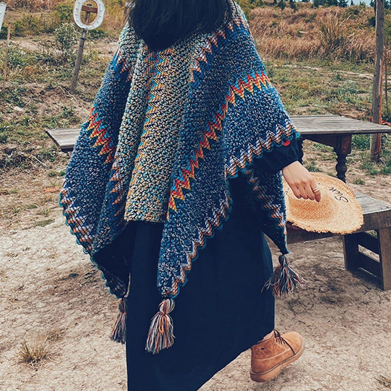 Ethnic Style Knitted Shawl