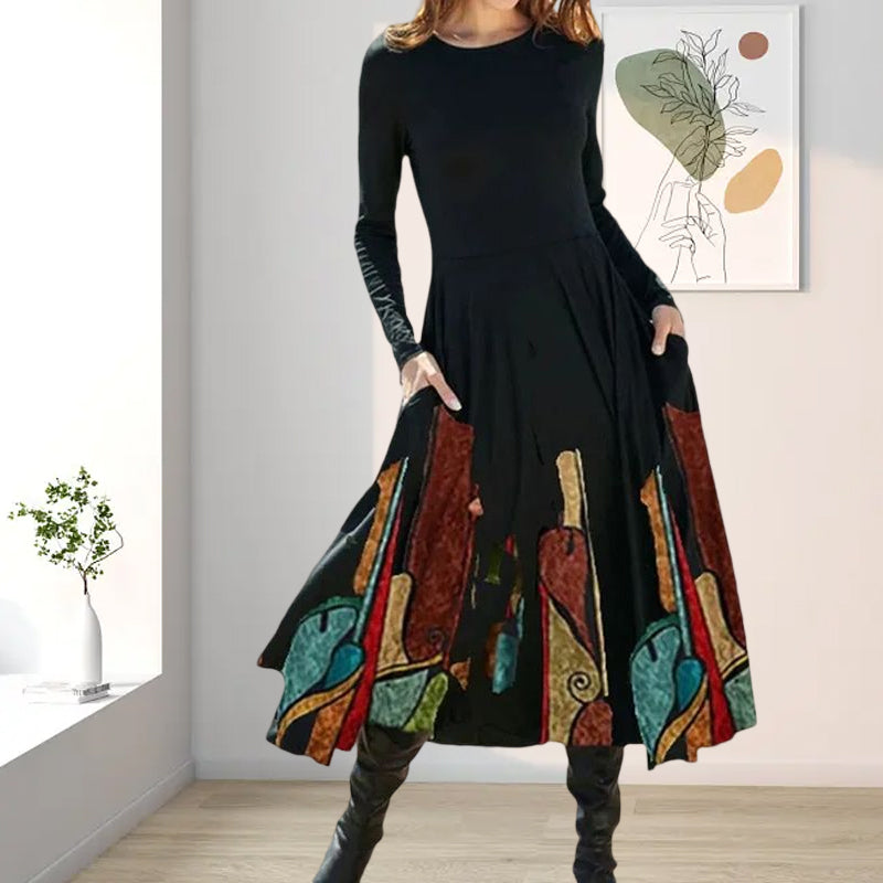 Long Sleeve Printed Dress