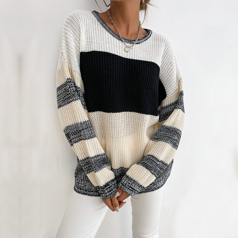 Crew Neck Contrast Sweater