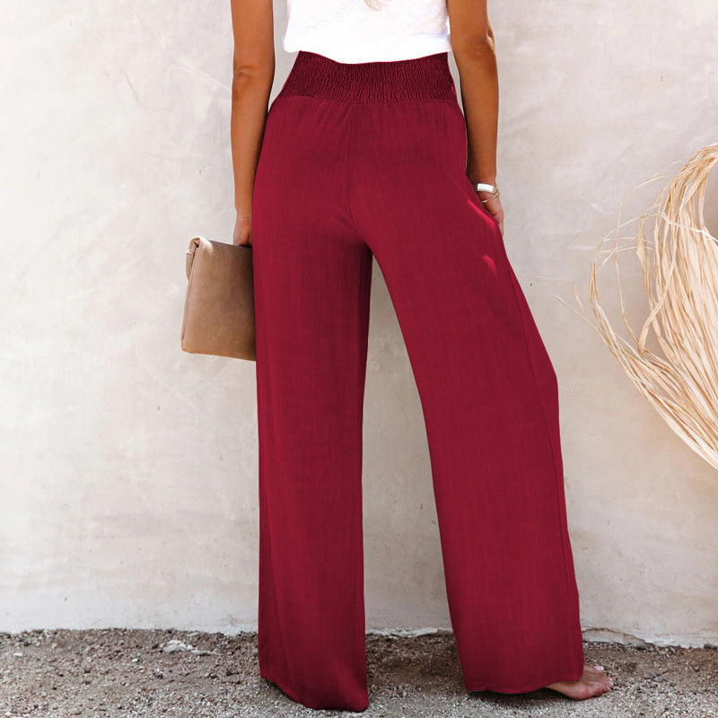 High Waist Loose Cotton Linen Wide Leg Pants