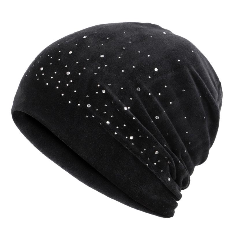 Soft winter slouchy beanie with rhinestones