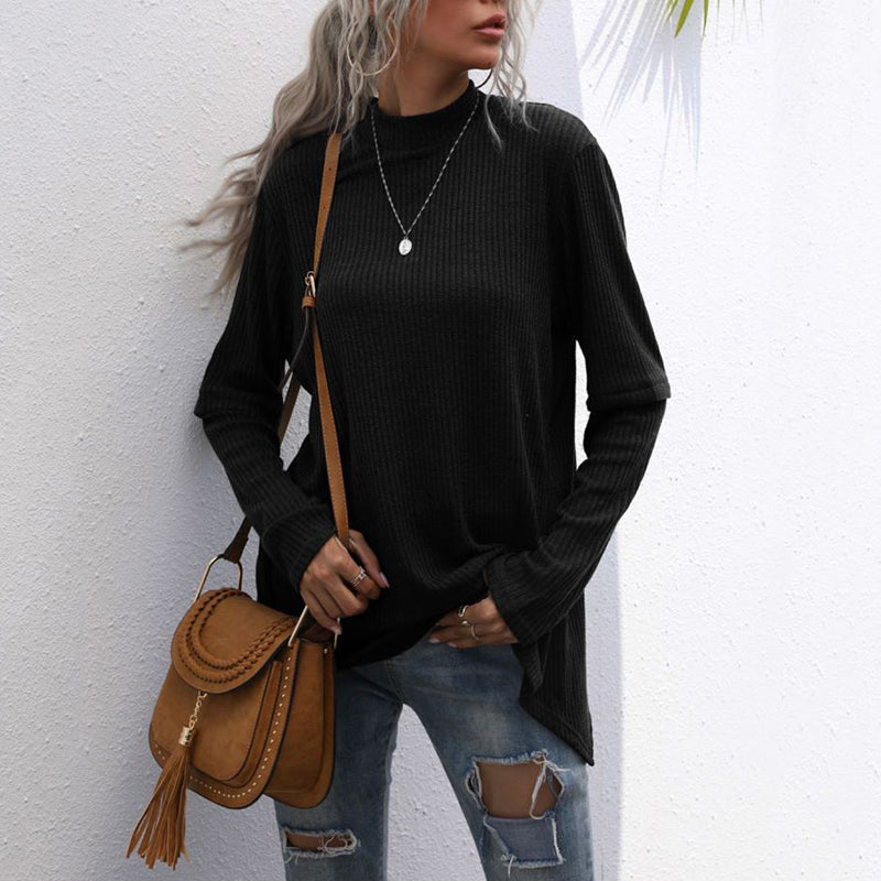 Women's autumn irregular stitching knitted sweater