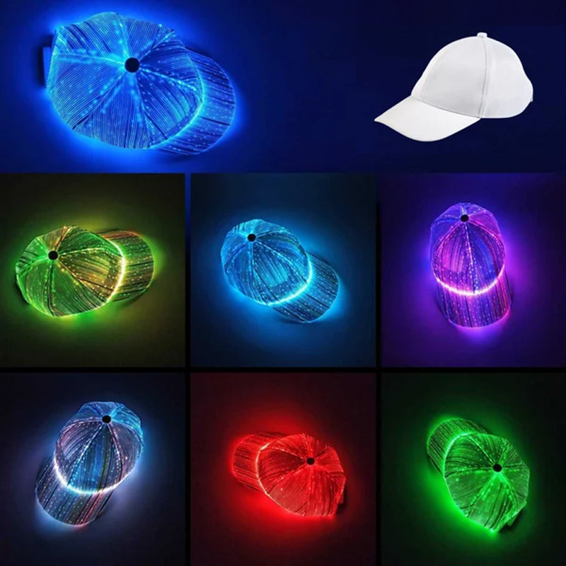 Fluorescent Fiber Optic Baseball Cap