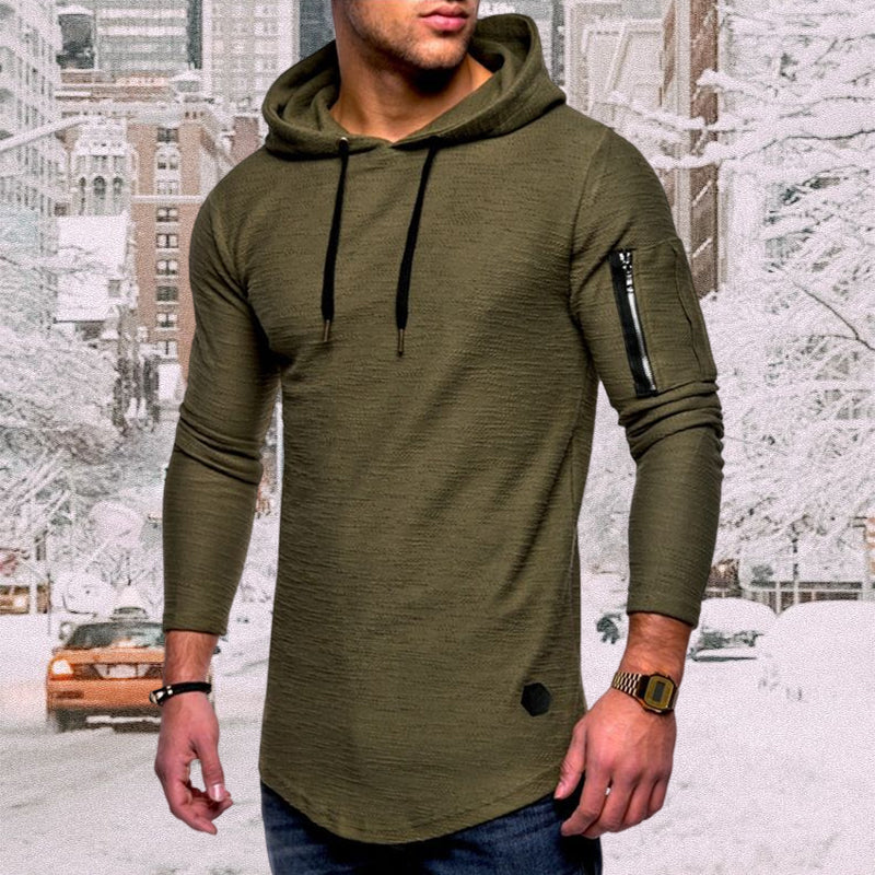 Men'S Casual Hooded Solid Color Zipper Sweatshirts