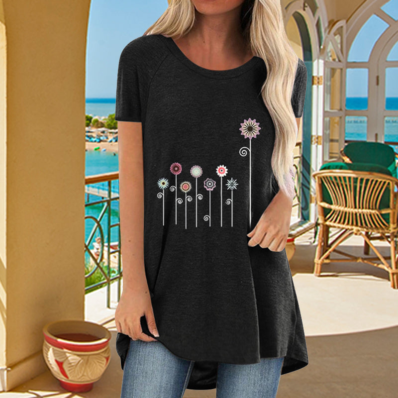 Floral Print Midi T-Shirt