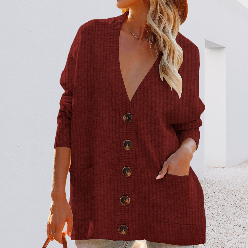 Solid Color Cardigan Sweater