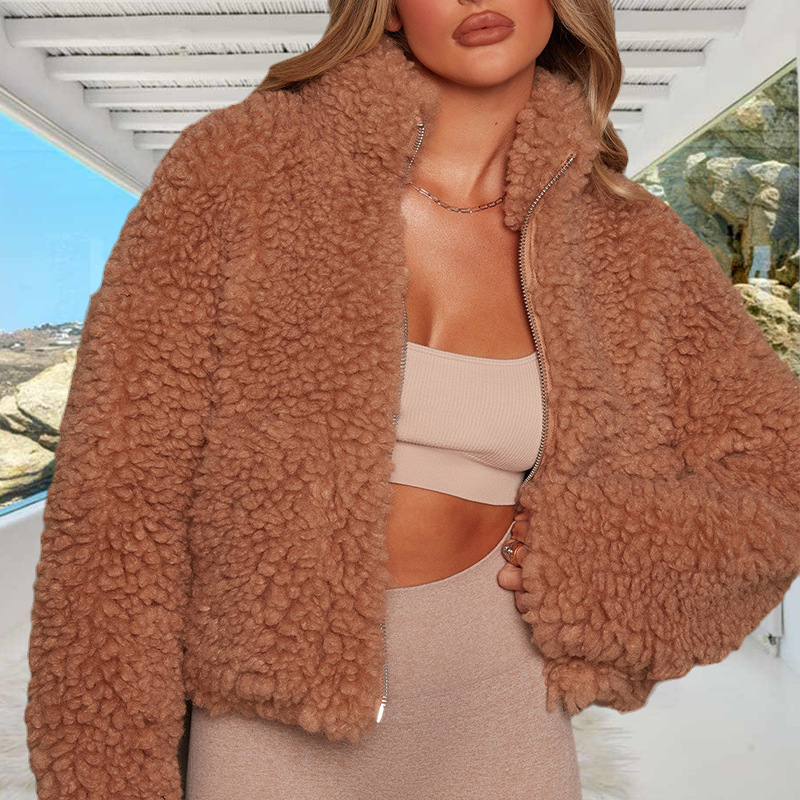 Women's Short Faux Fur Casual Shaggy Jacket