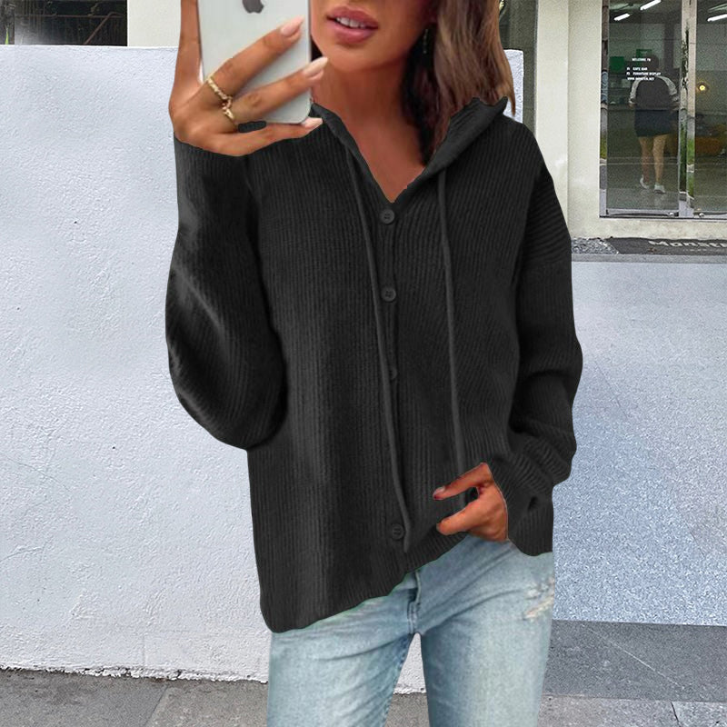 Knit Hooded Sweater Jacket
