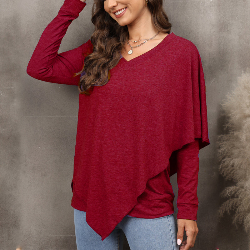 V-Neck Irregular T-Shirt