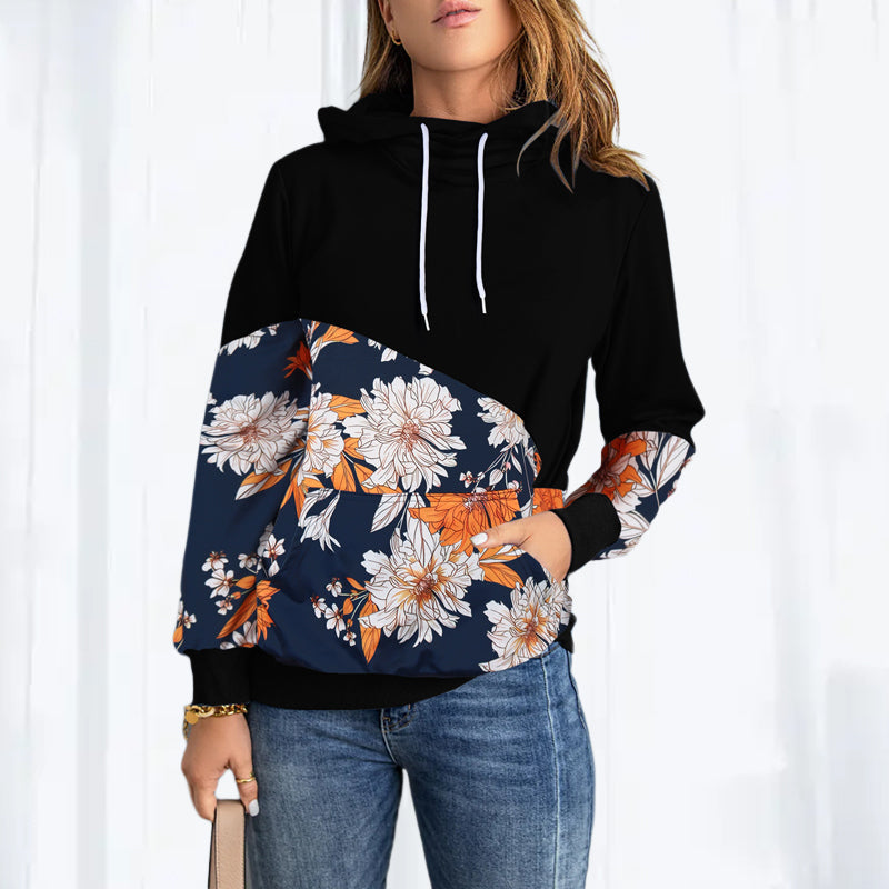 High Neck Fashion Hooded Long Sleeve Sweatshirt