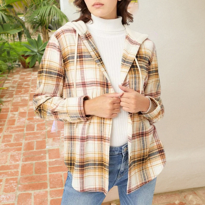 Hooded Buttoned Casual Shirt Jacket