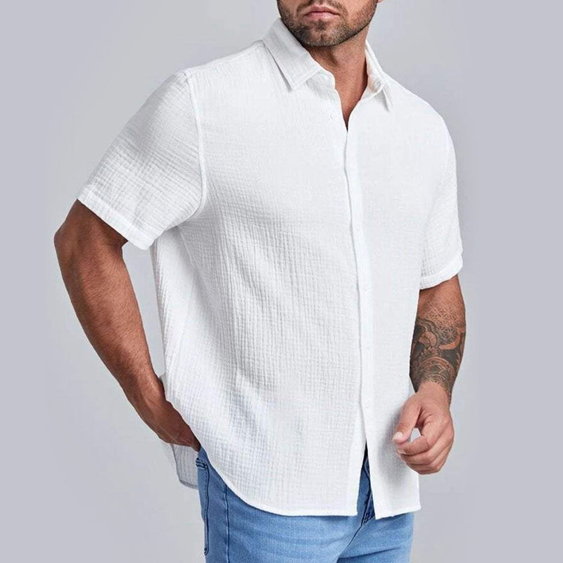 Men's Casual Solid Color Short Sleeve Shirt