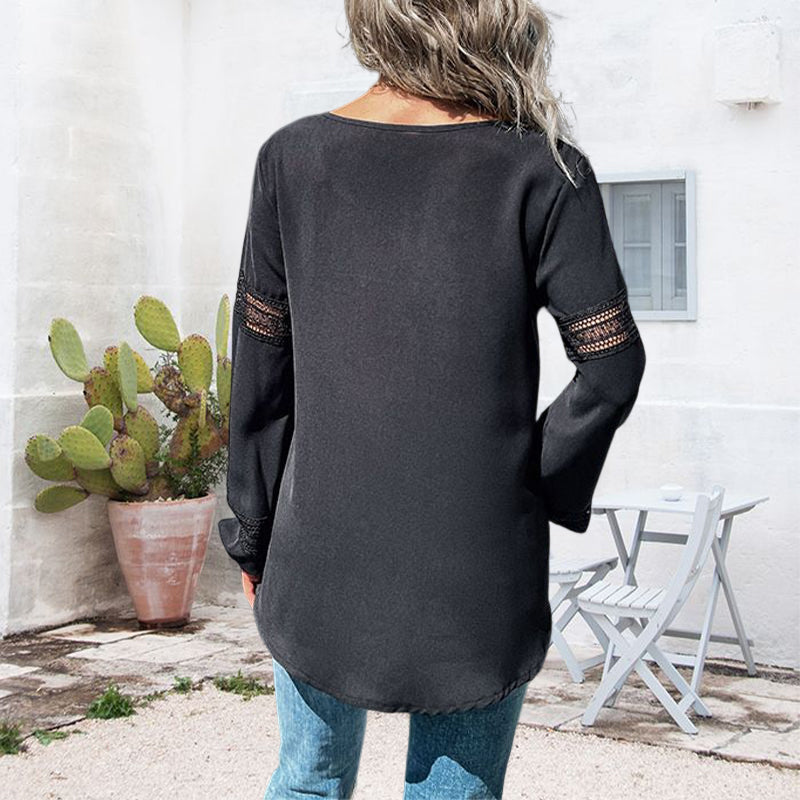 Lace-paneled Cut-out Shirt