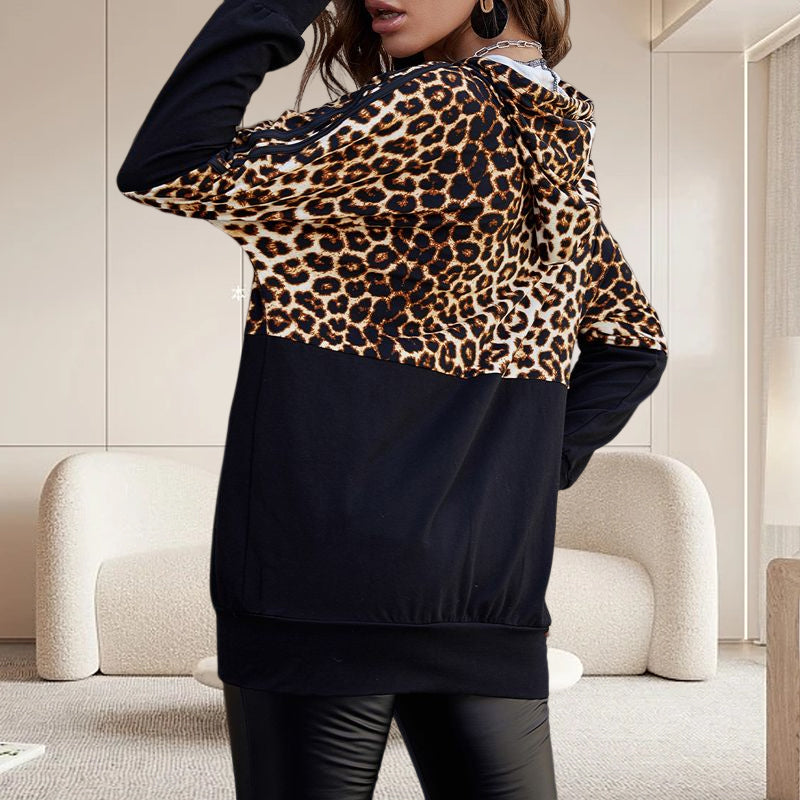 Leopard-print Paneled Sweatshirt