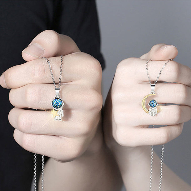 Astronaut Shape Couple Necklace