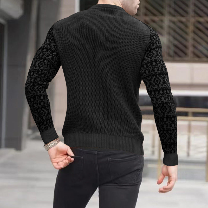Men's Knitted Waffle Plaid Slimming Top