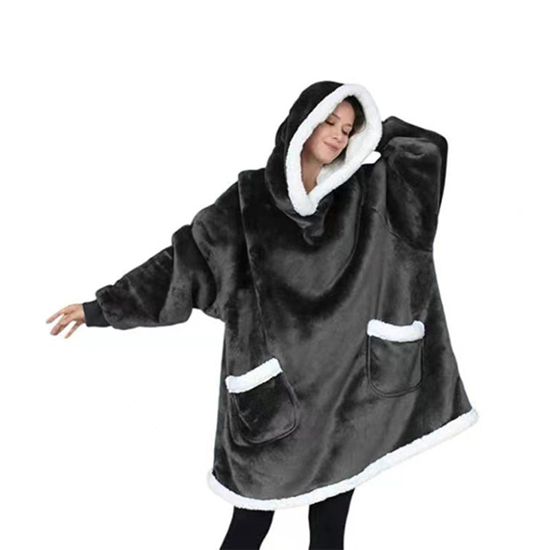 Casual Unisex Long Hooded  Wearable Blanket