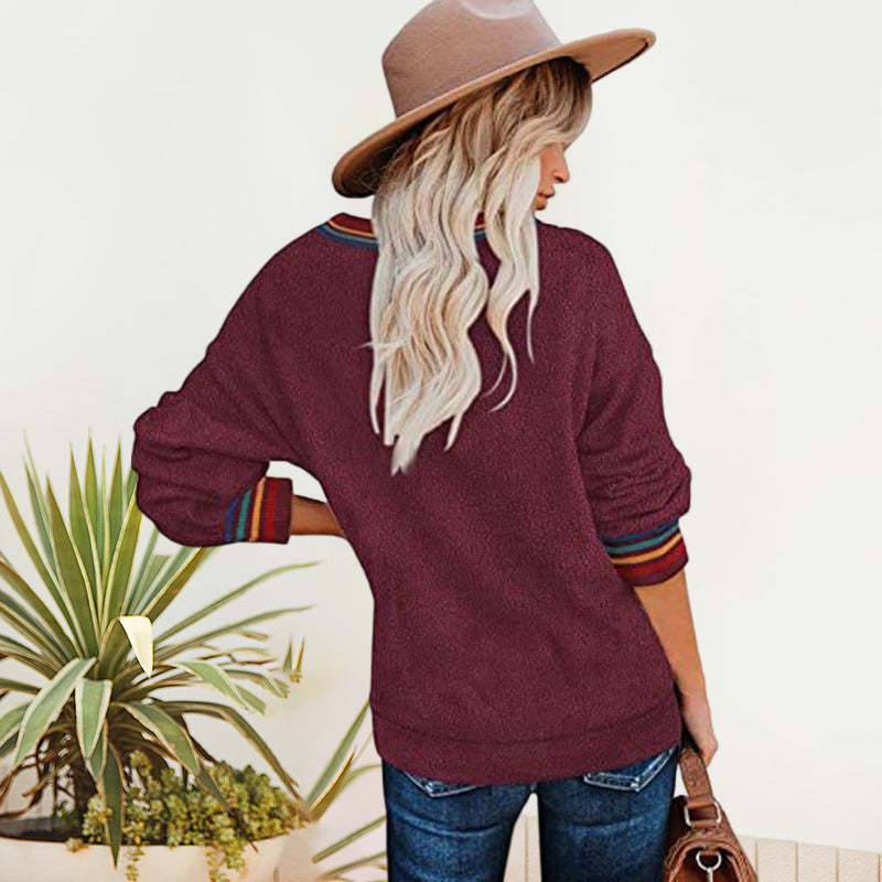 Women's Solid Color Round Neck Loose Sweatshirt