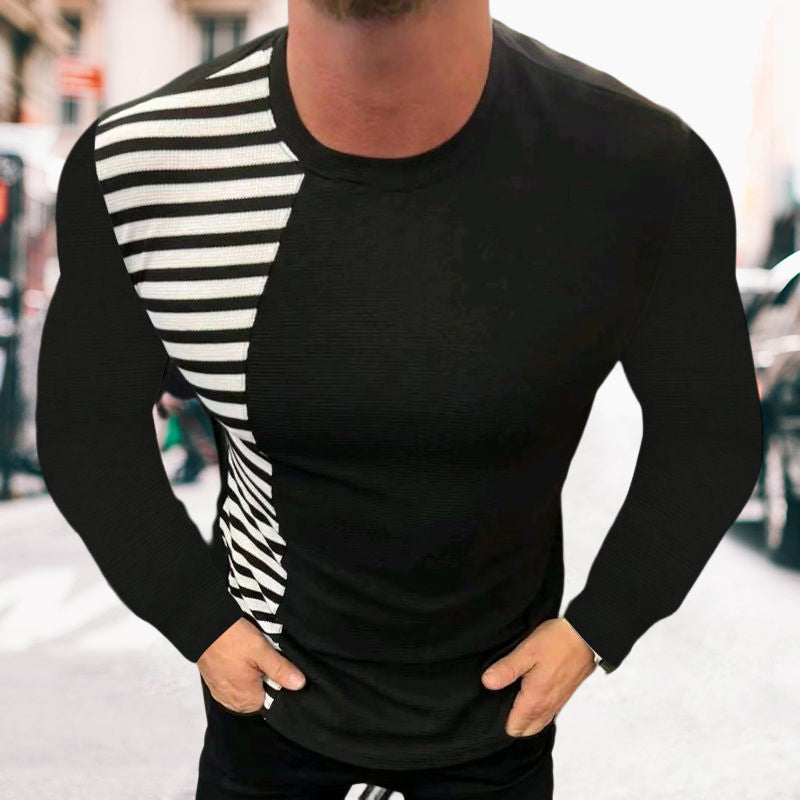 Panelled Striped Slim-fit T-shirt