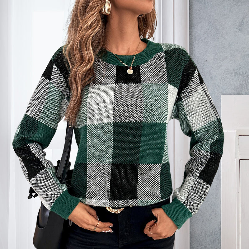 Tricolor Check Pullover