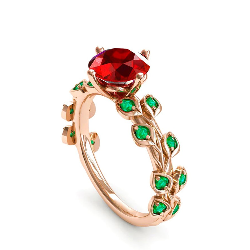 Leaves All Around Ruby Ring