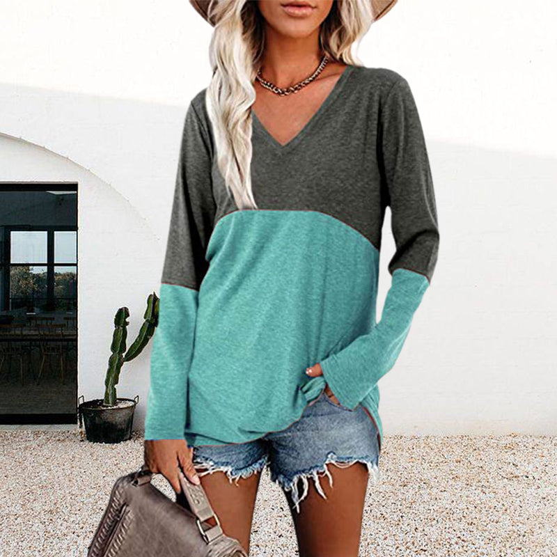 Contrast Panel Long Sleeve Top