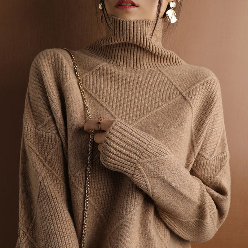 Turtleneck Cashmere Loose Cardigan