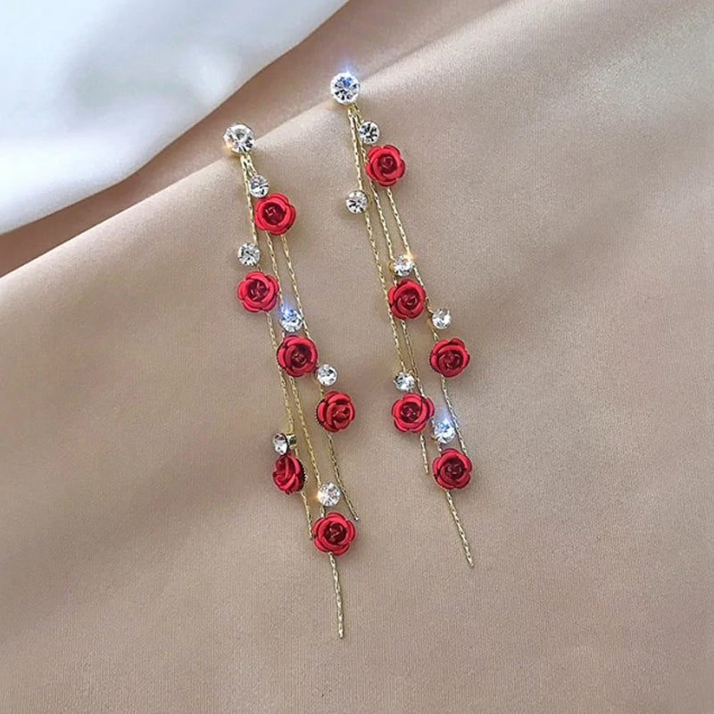 Rose Flower Drop Earrings