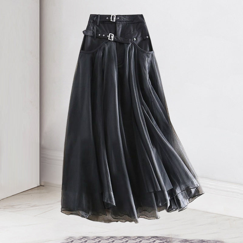 French Grey fashion Patchwork Tulle Skirts