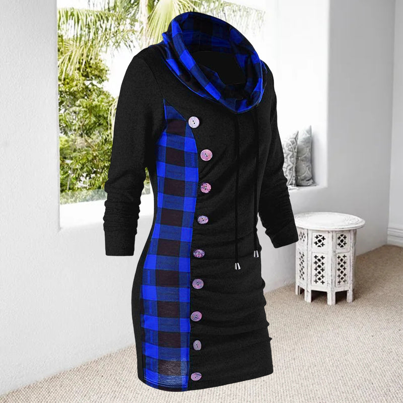 Check Button Sweater Dress
