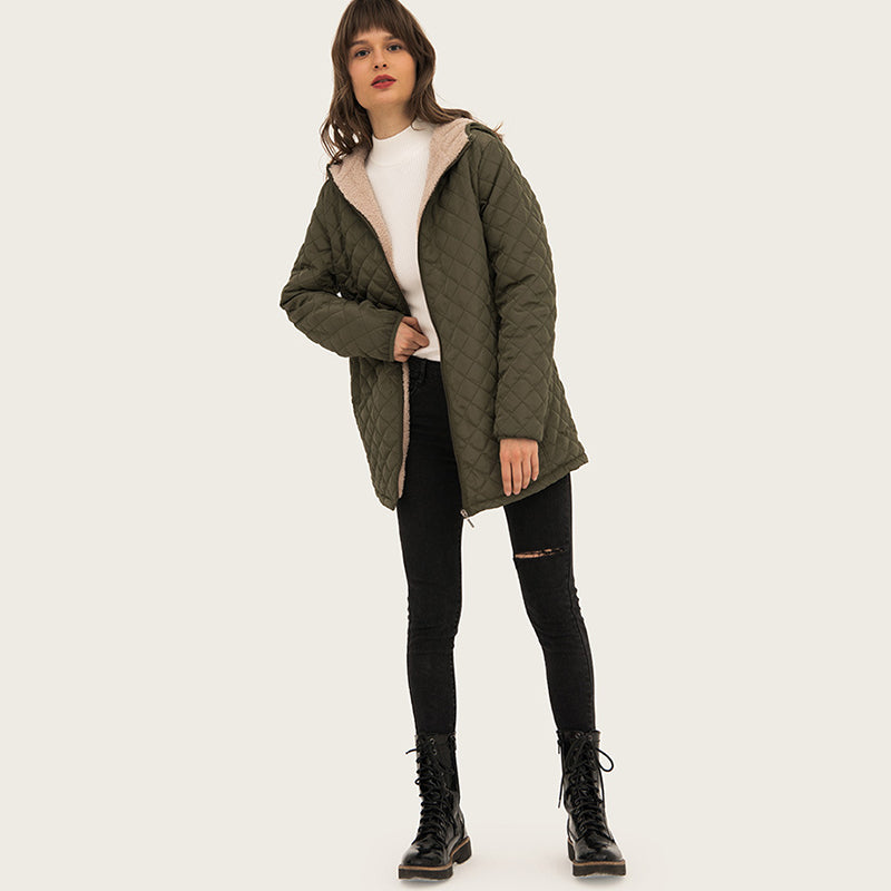 Lightweight Hooded Long Sleeve Padded Coat