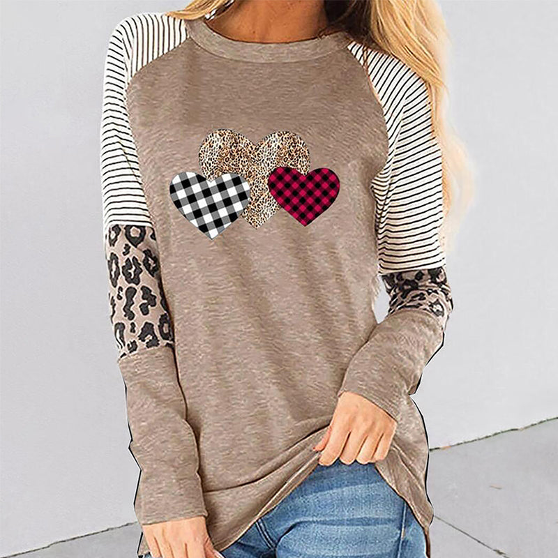 Long Sleeve Paneled Casual Crewneck T-Shirt