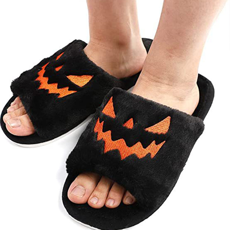 Halloween Pumpkin Lantern Plush Slippers