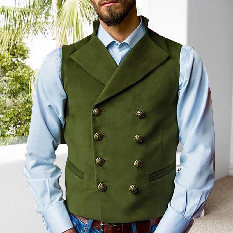 Solid Double Breasted Vest