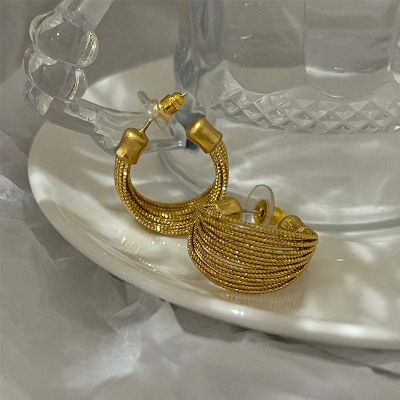 C-shaped Brushed Earrings
