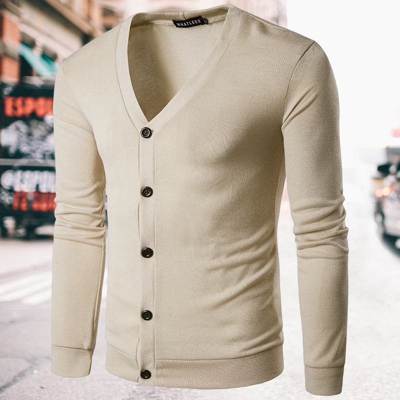 Solid Color V Neck Cardigan