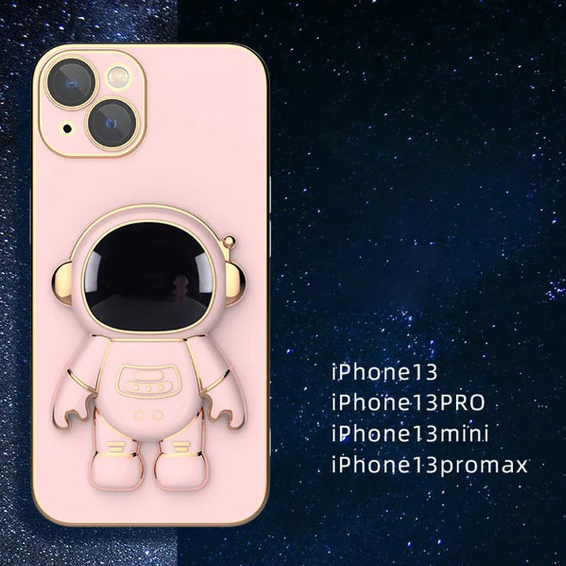 6D Plating Astronaut Hidden Stand Case Cover for iPhone