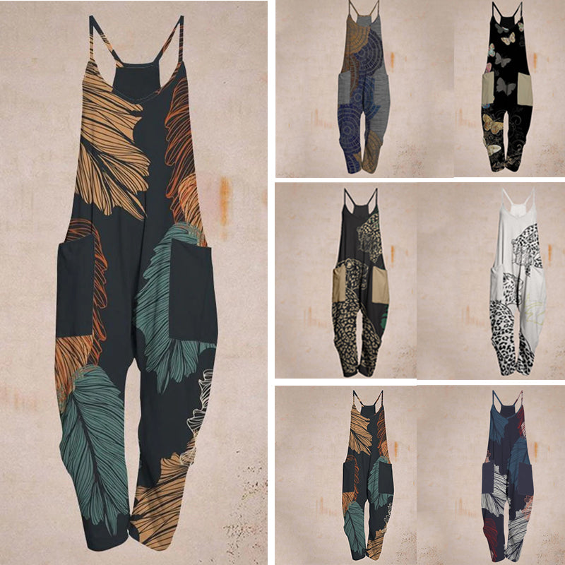 Casual Leaf Print Comfortable Jumpsuit