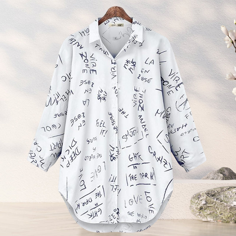 Long Sleeve Blouse With Letter Print