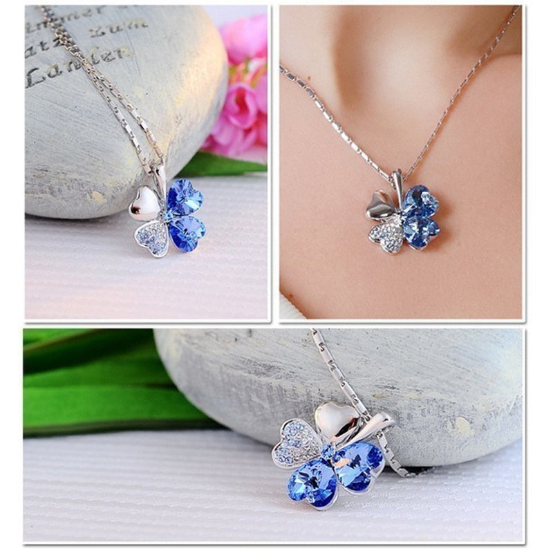 Lucky Four-leaf Clover Crystal Necklace