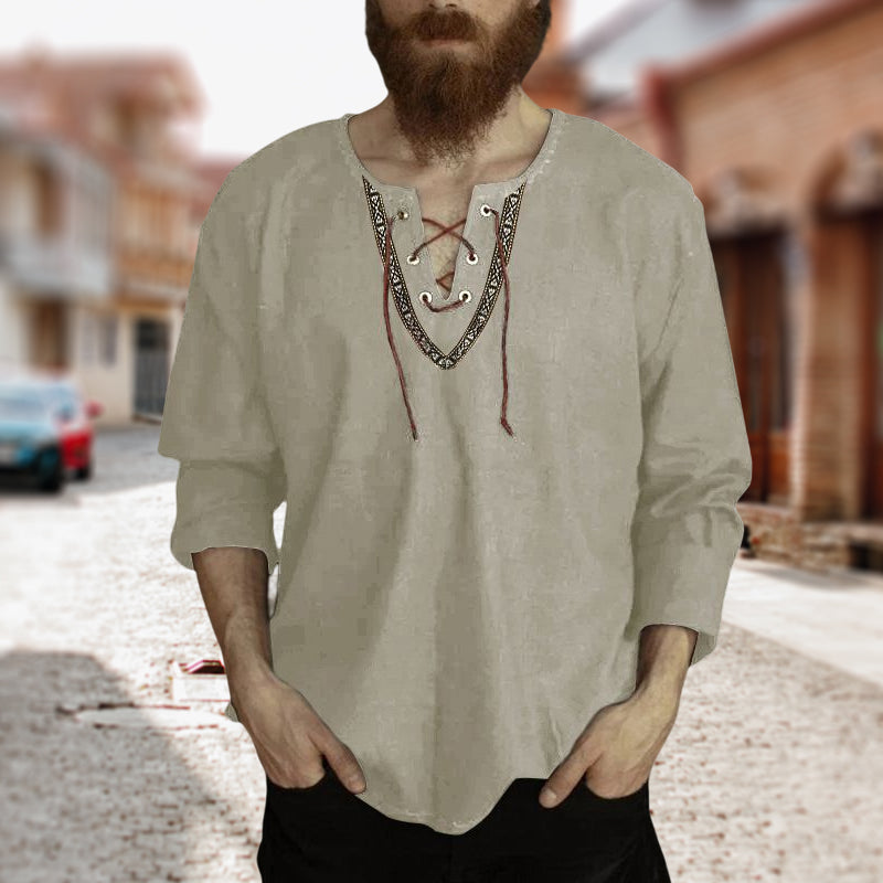 Drawstring V-Neck Shirt