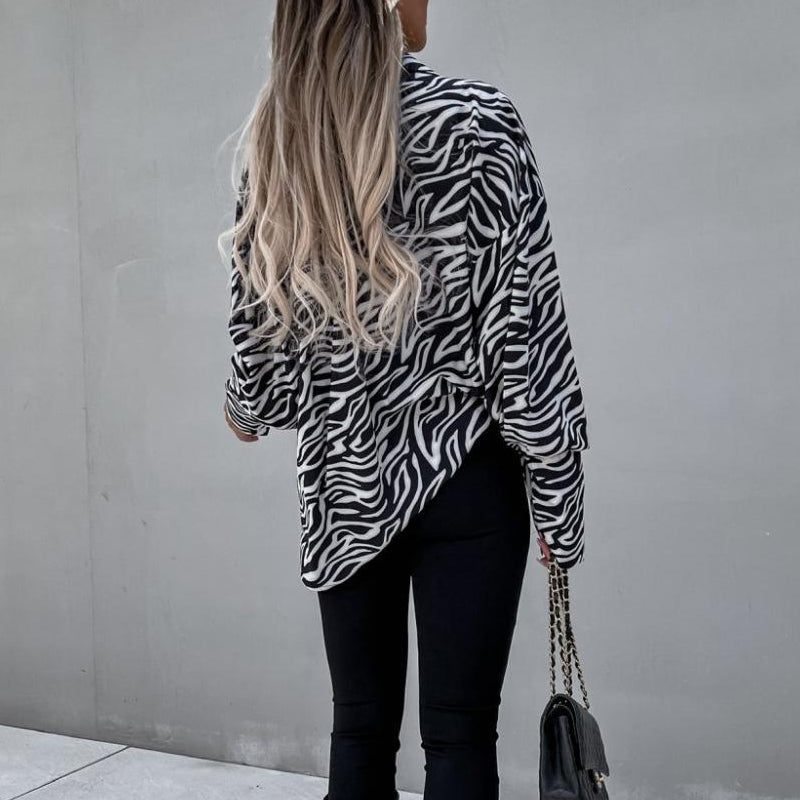V Neck Basics Leopard Floral Camouflage Print Tops