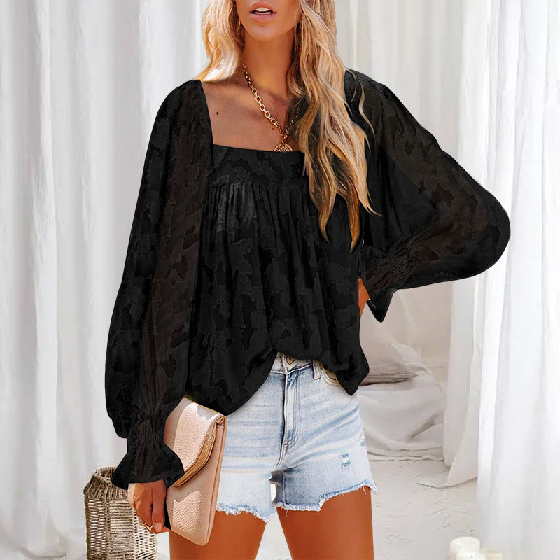 Womens Long Sleeve Tops Square Neck