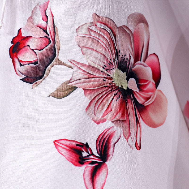 One-Line Neck Loose Print Top