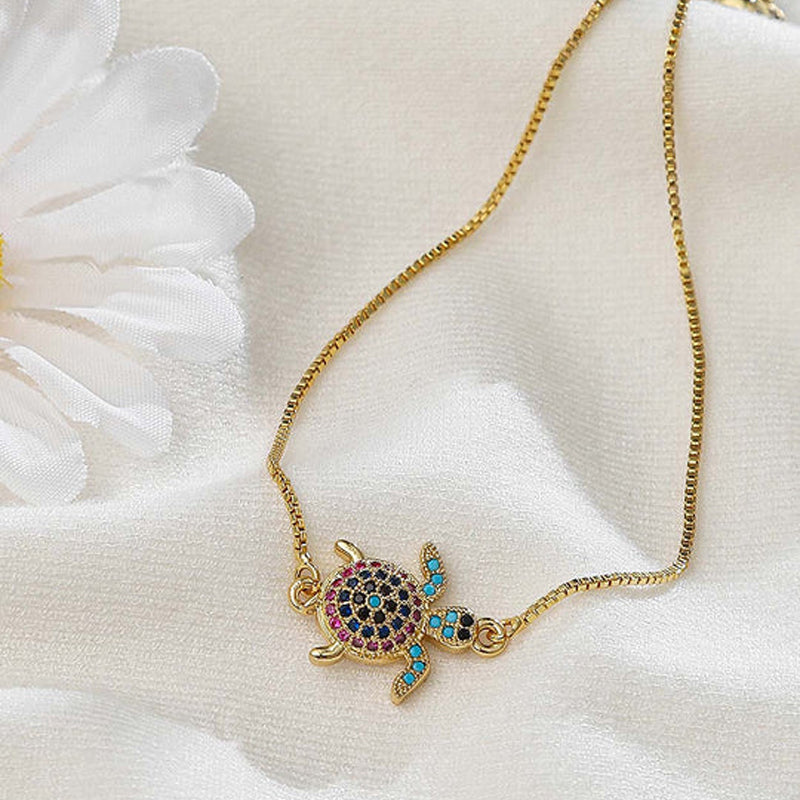 Zircon inlaid cute little turtle bracelet