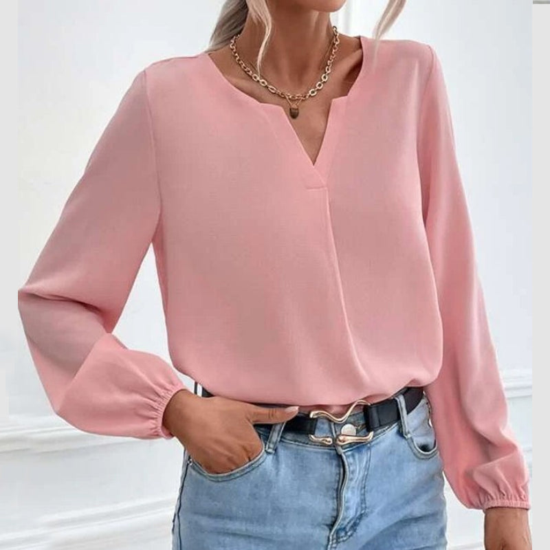 Solid Color Long Sleeve Chiffon Shirt