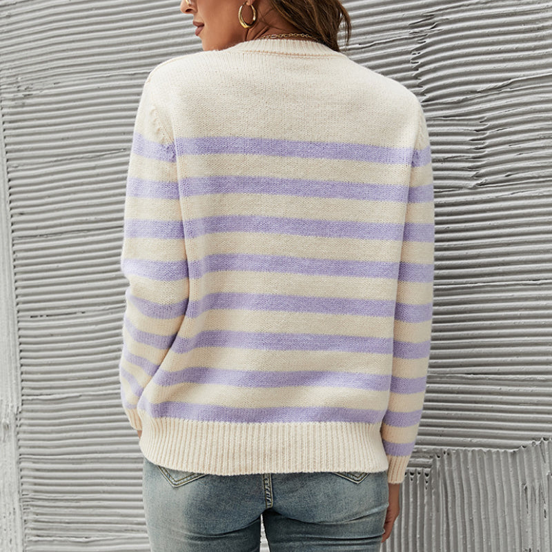 Striped Crewneck Pullover Sweater