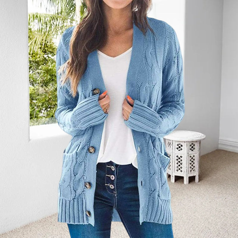 V Neck Long Sleeve Casual Cardigan Jacket
